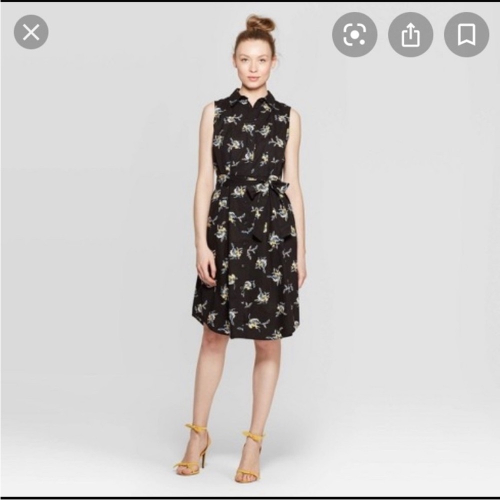 CC Who What Wear Floral Shirt Dress with Collar and Pockets 100% Cotton Size 3X